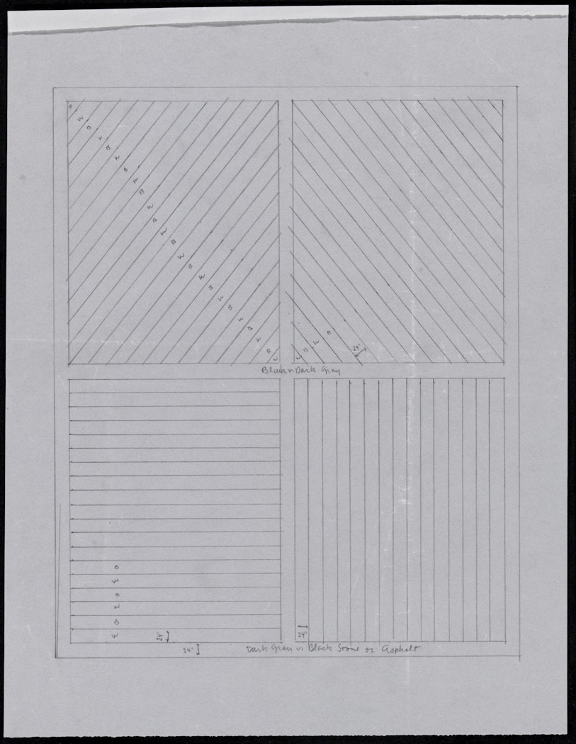 Maquette for crosswalk, Lines in Two Directions, between Walker Art Center and the Minneapolis Sculpture Garden (schematic drawing for four rectangles)