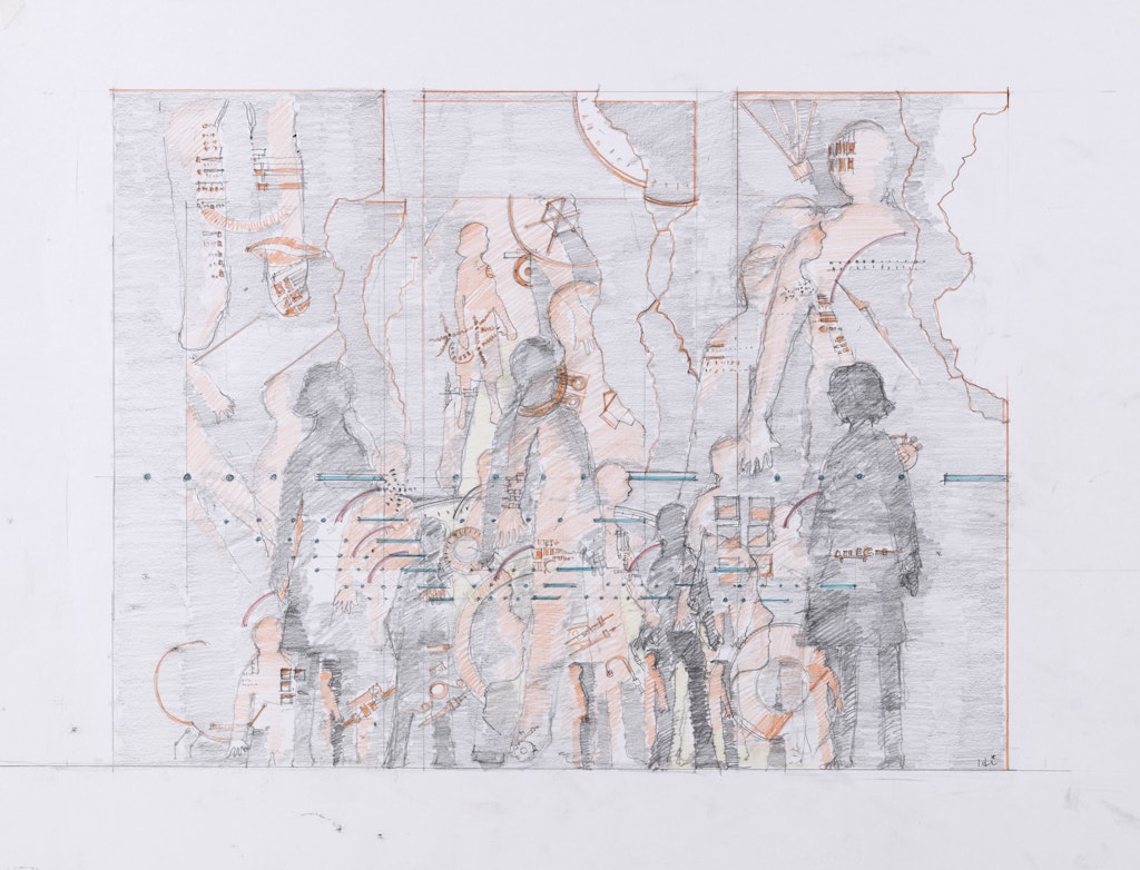 Conceptual drawing for the Working Space from the exhibition Tokyo:  Form and Spirit