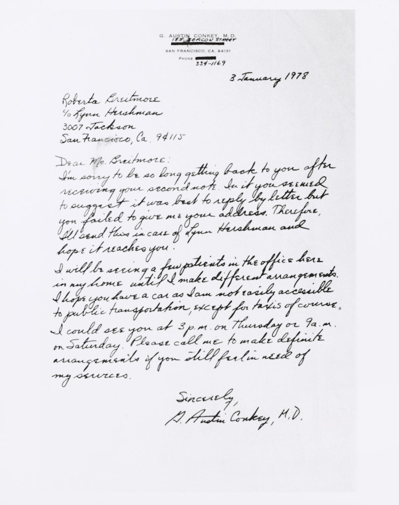 untitled from Roberta's Internal Transformations: Language from Roberta       [letter c/o Lynn Hershman to Roberta Breitmore]