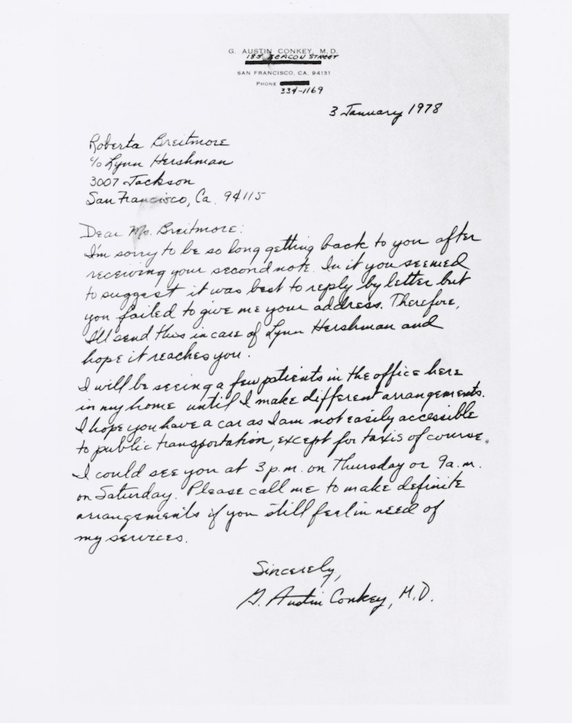 untitled from Roberta's Internal Transformations: Language from Roberta       [letter c/o Lynn Hershman to Roberta Breitmore]