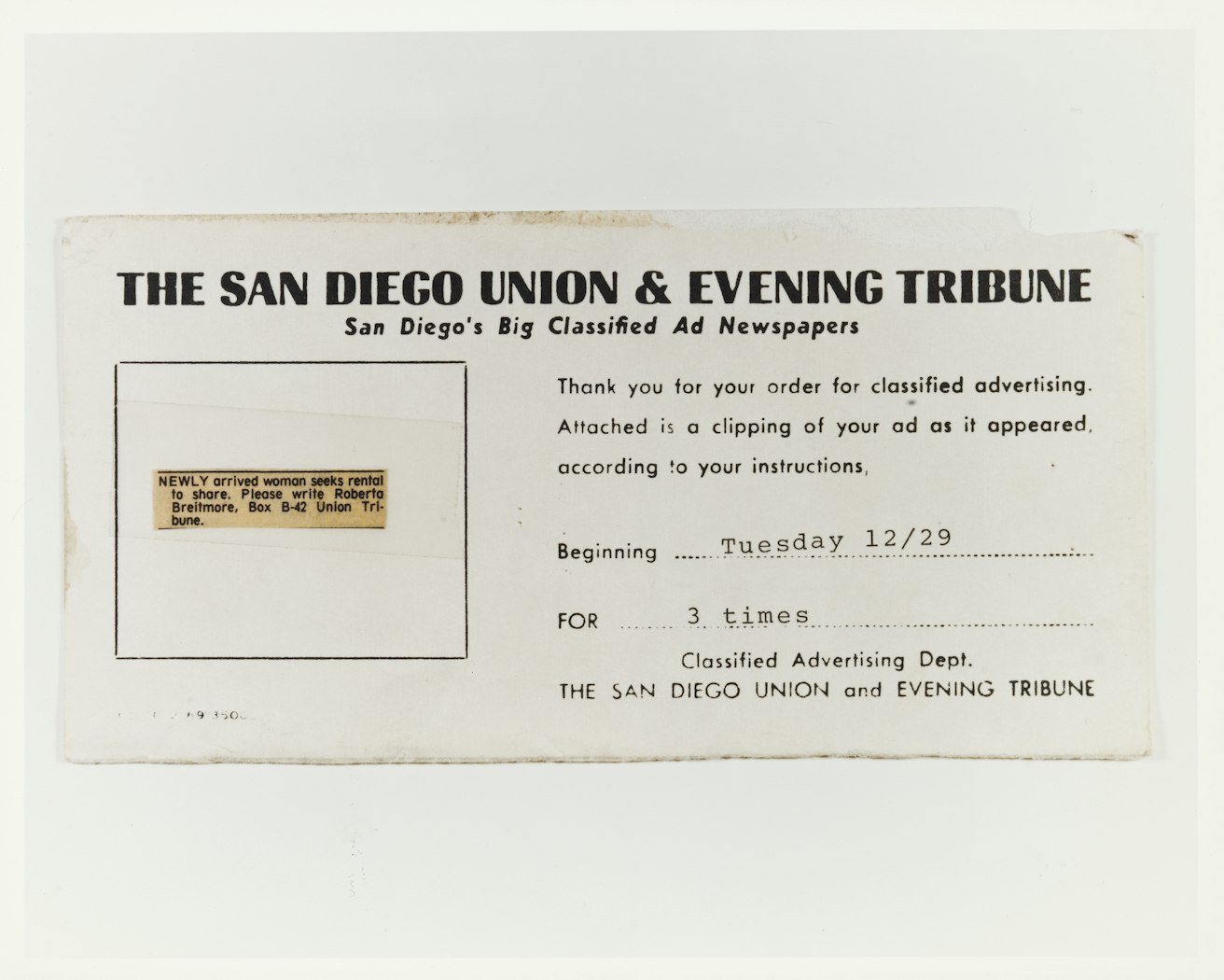 untitled from Adventure Series: Meet Mr. America from Roberta               [San Diego Union Tribune ad]