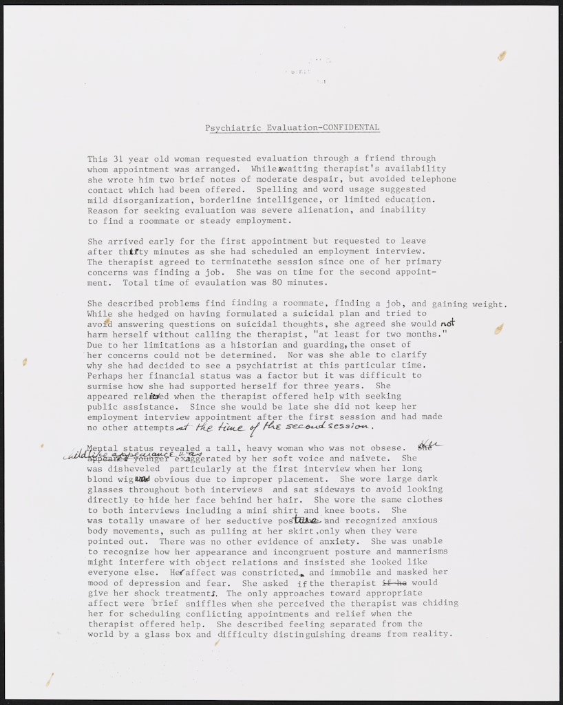 untitled from Roberta's Internal Transformations: Language from Roberta        [excerpt from Roberta's psychiatric evaluation]