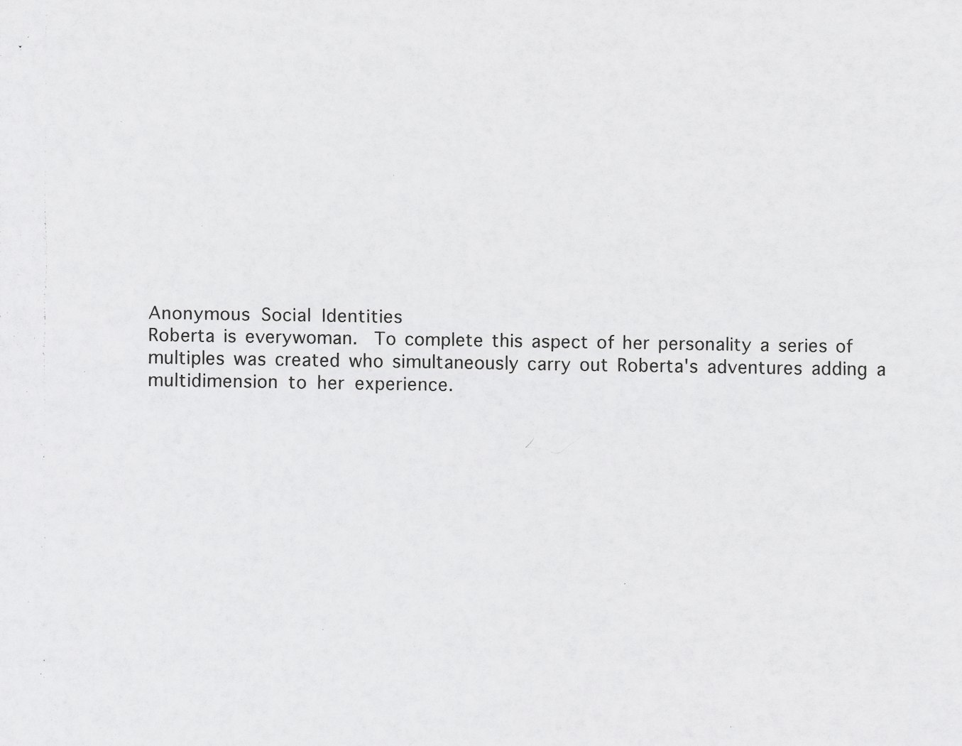 title page from Anonymous Social Identities from Roberta      