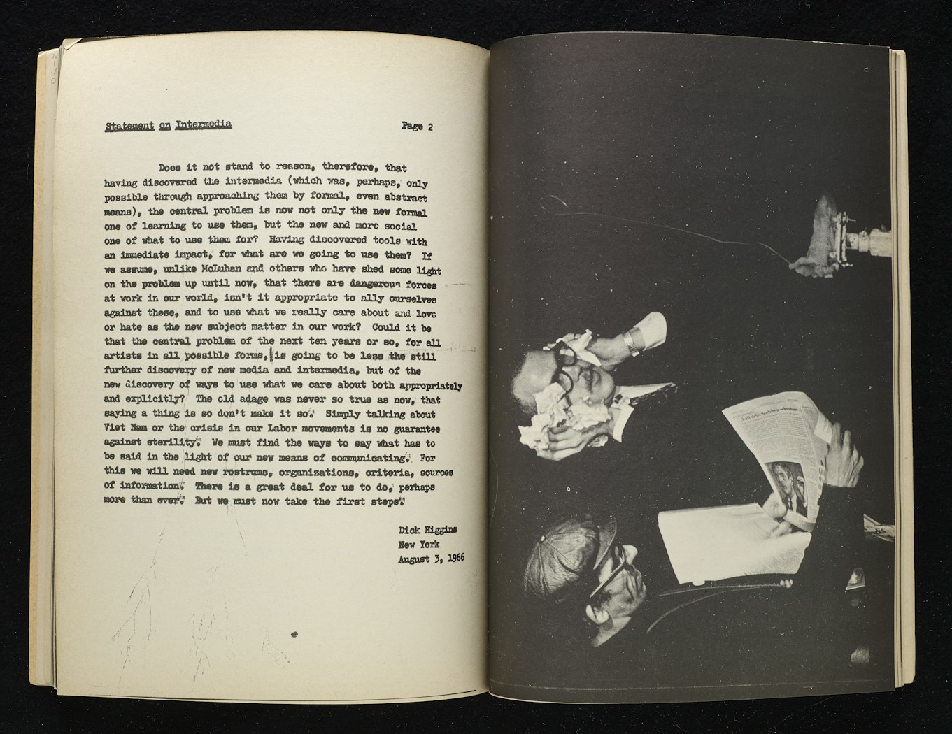 two-page spread; text by Dick Higgins