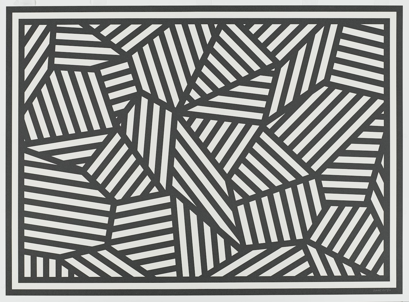 Complex Form with Black and White Bands