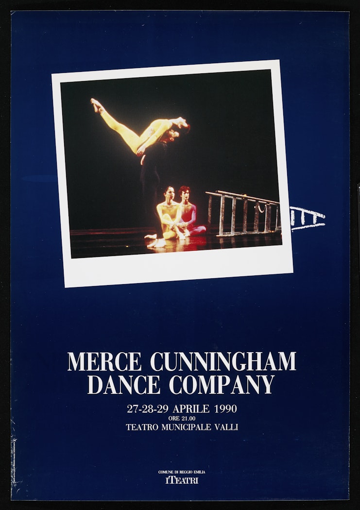 poster for Merce Cunningham Dance Company: teatro Municipale Vall April 27- 29, 1990