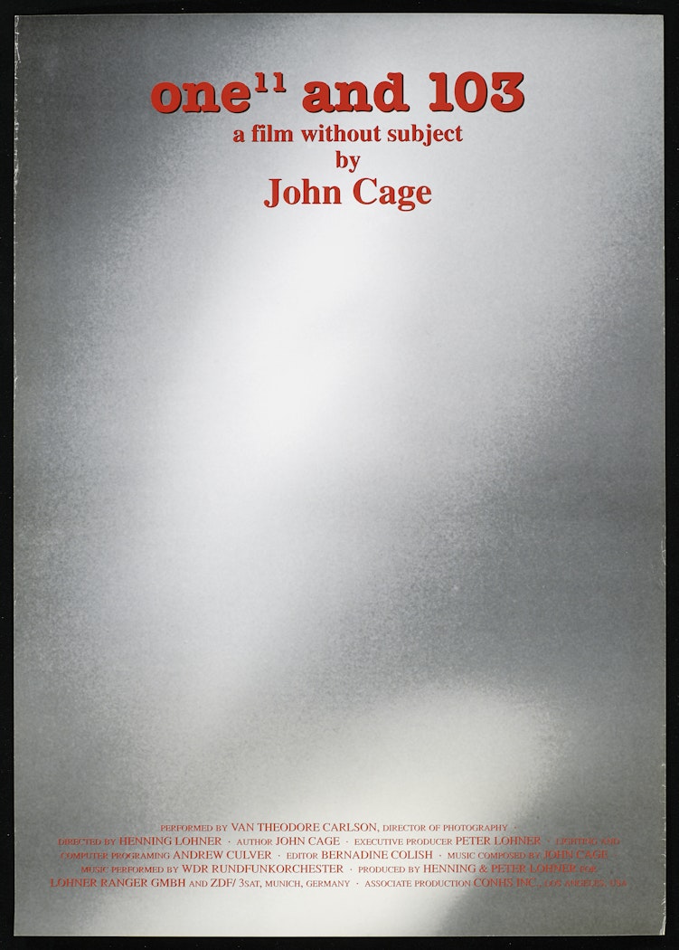 poster for One"and 103: a film without subject by John Cage