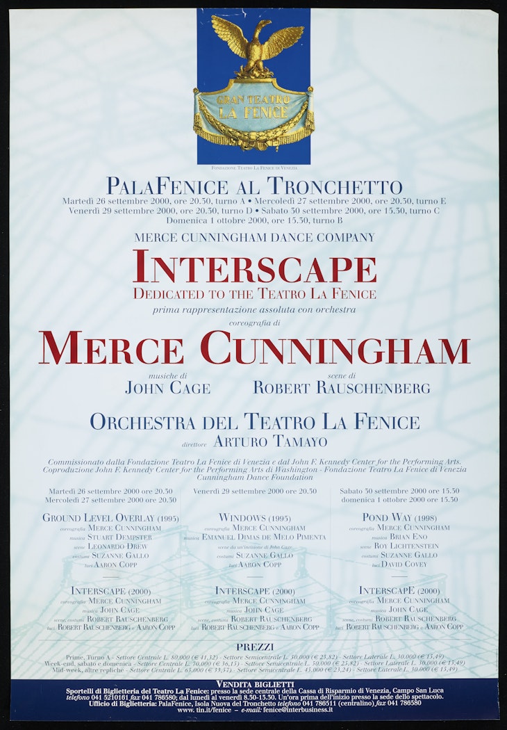 poster for PalaFenice al Tronchetto, Merce Cunningham Dance Company Interscape