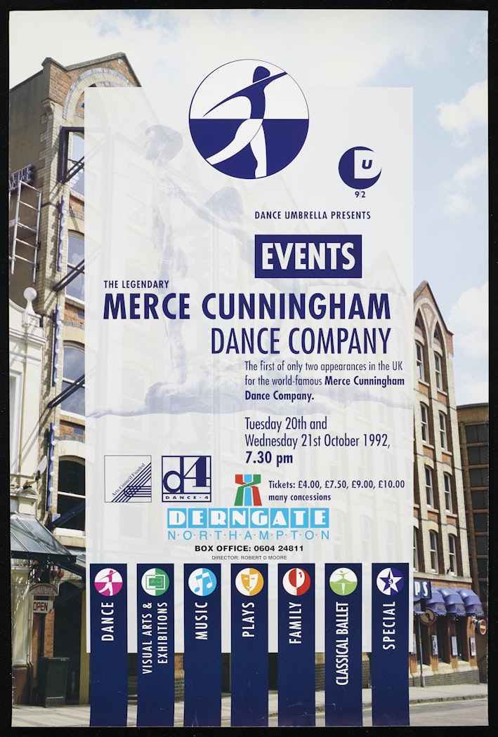 poster for Dance Umbrella Presents Events, The Legendary Merce Cunningham Dance Company