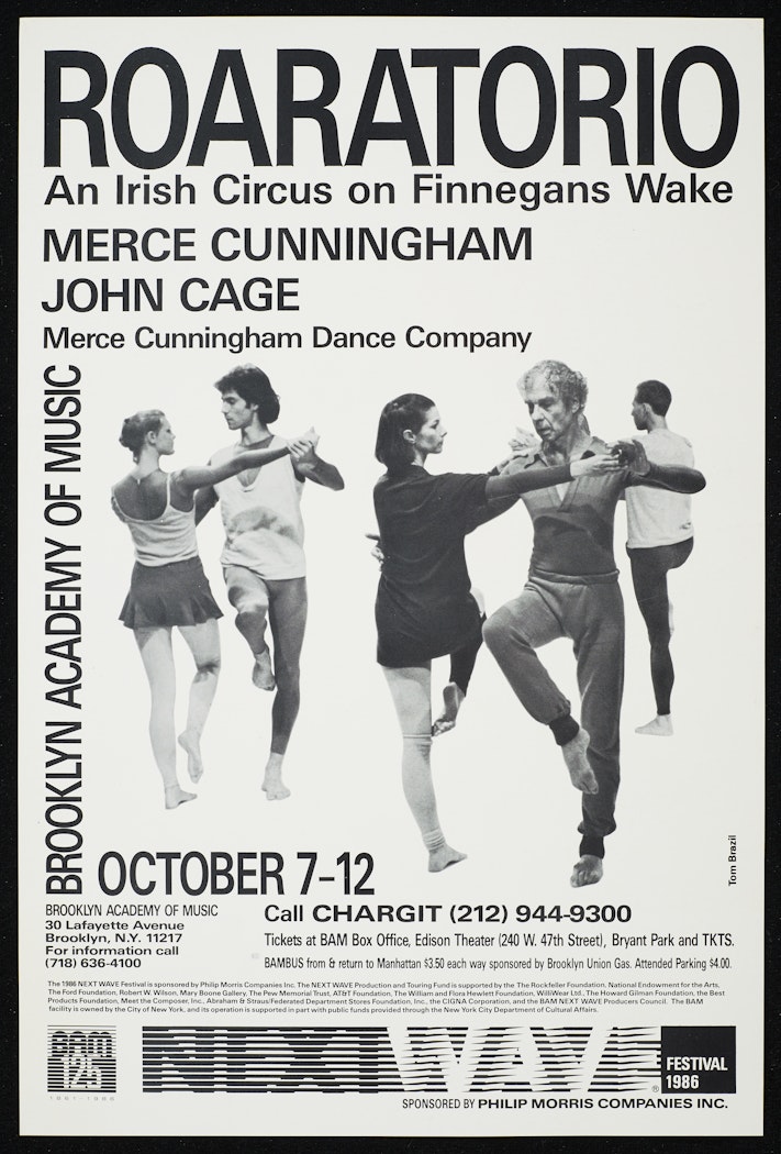 poster for Roaratorio: An Irish Circus on Finnegans Wake Merce Cunningham, John Cage  October 7-12, 1986