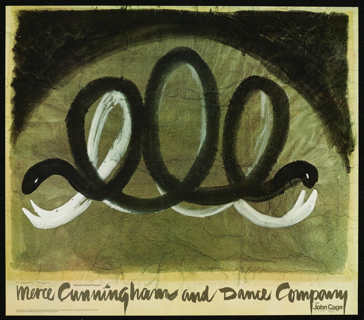 "Waning Moon" poster for Cornish Institute Merce Cunningham Dance Company with John Cage
