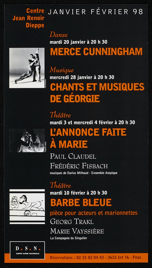 poster for Janvier Février 98, Danse Merce Cunningham