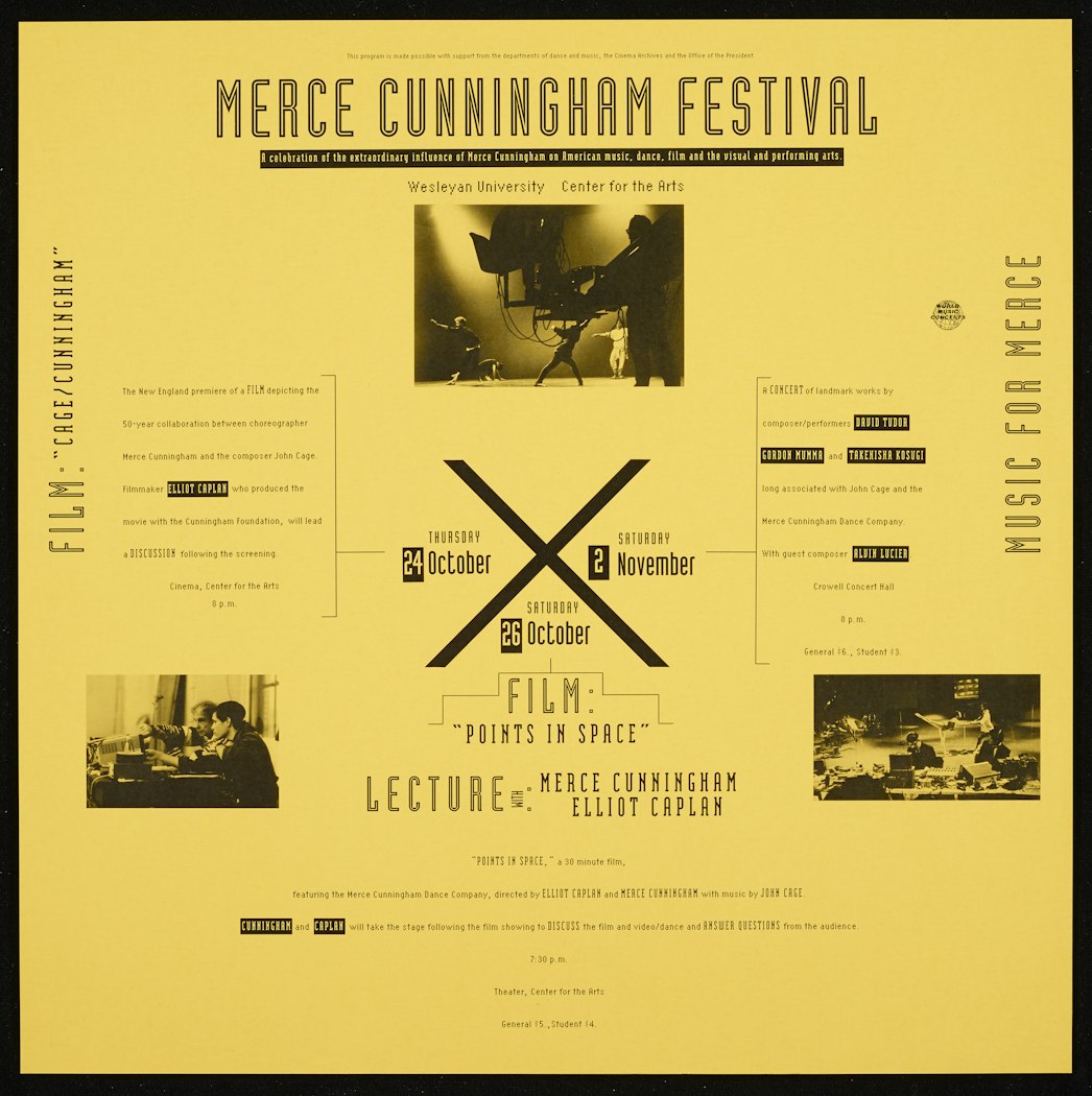 poster for Merce Cunningham Festival: Wesleyan University Center for the Arts 