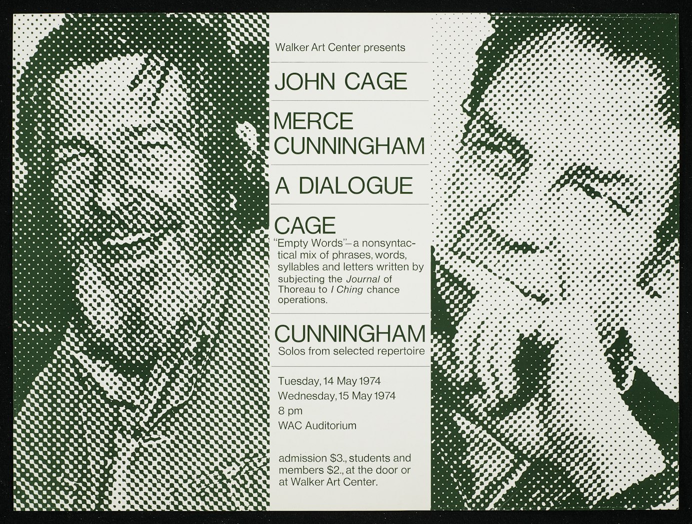 poster for Walker Art Center Presents: John Cage, Merce Cunningham-A Dialogue