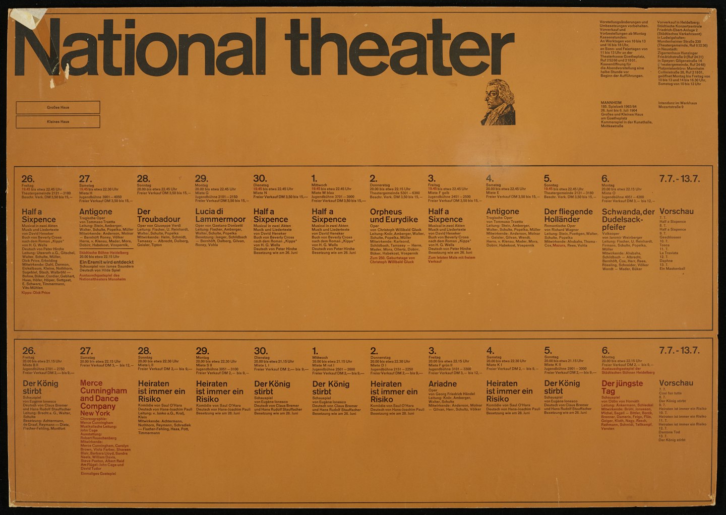 poster for National Theater Groses Haus, July 7- July 13, 1964