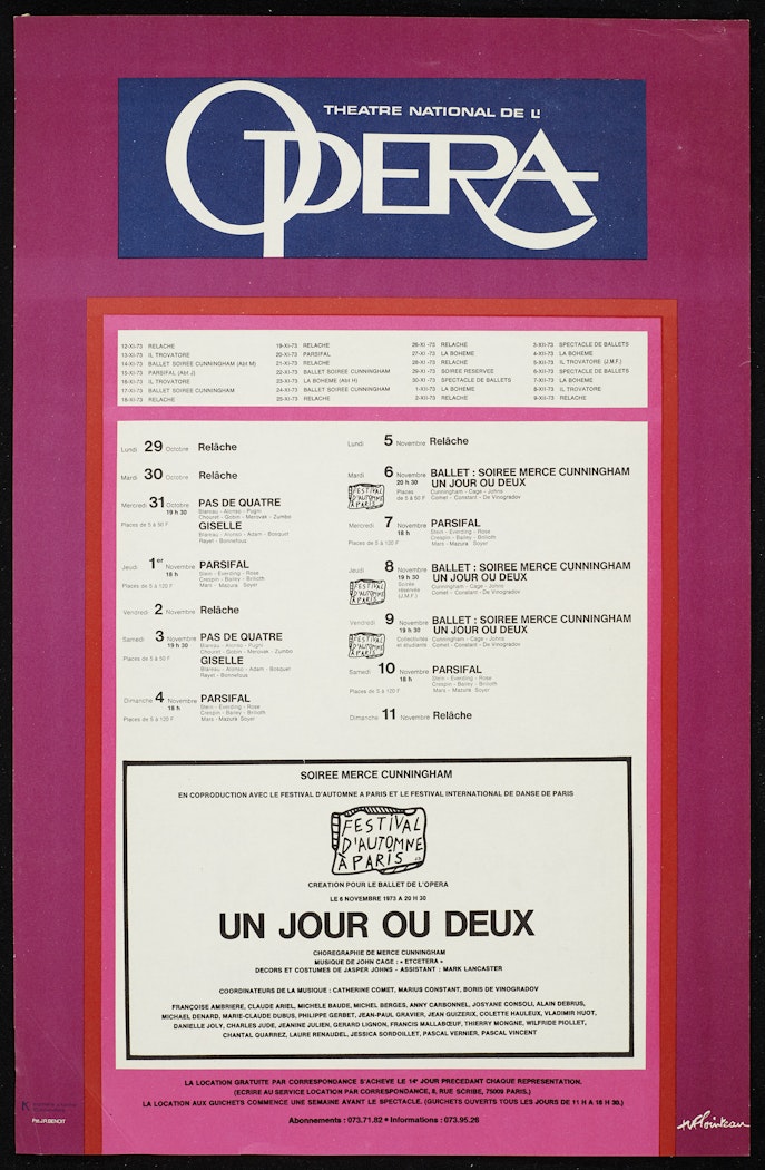 poster for Theatre National de L' Opera: Un Jour ou Deux Festival D' Automne á Paris