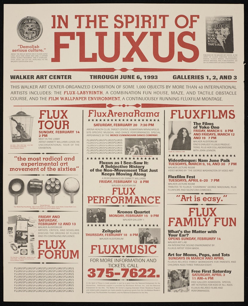 poster for In the Spirit of Fluxus: Walker Art Center, 1993