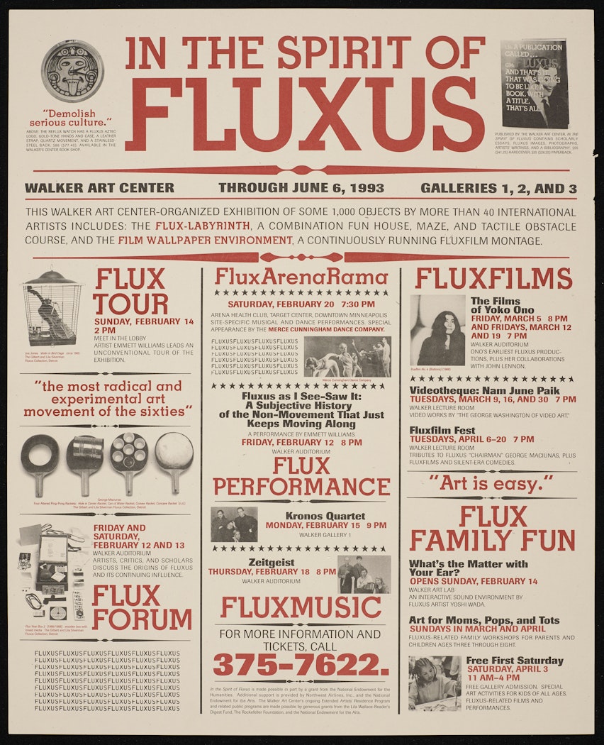 poster for In the Spirit of Fluxus: Walker Art Center, 1993 