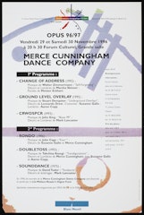 poster for Merce Cunningham Dance Company: Opus 96/97 Centre Musical et Chorégraphique Érik Satie