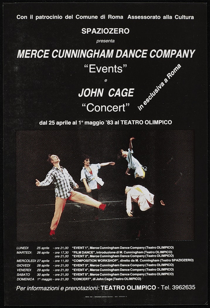 poster for Spaziozero Presenta Merce Cunningham Dance Company "Events" '83 and John Cage Concert at Teatro Olympico 