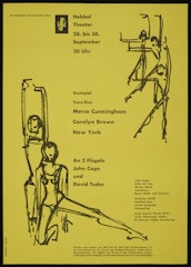 poster for 10 berliner Festwochen 1960: Gastspiel Tanz-Duo Merce Cunningham, Carolyn Brown New York Hebbel Theater, September 28- 30, 1960