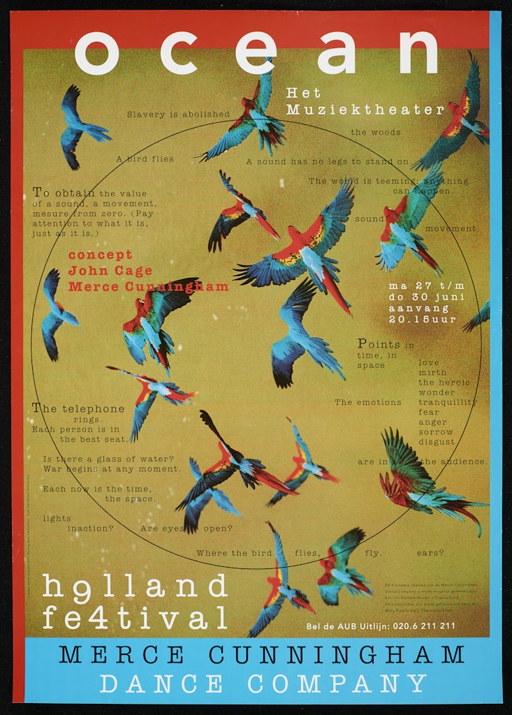 poster for Merce Cunningham Dance Company: Ocean Het Muaiektheater h9lland fe4tival May 27 - June 30, 1994