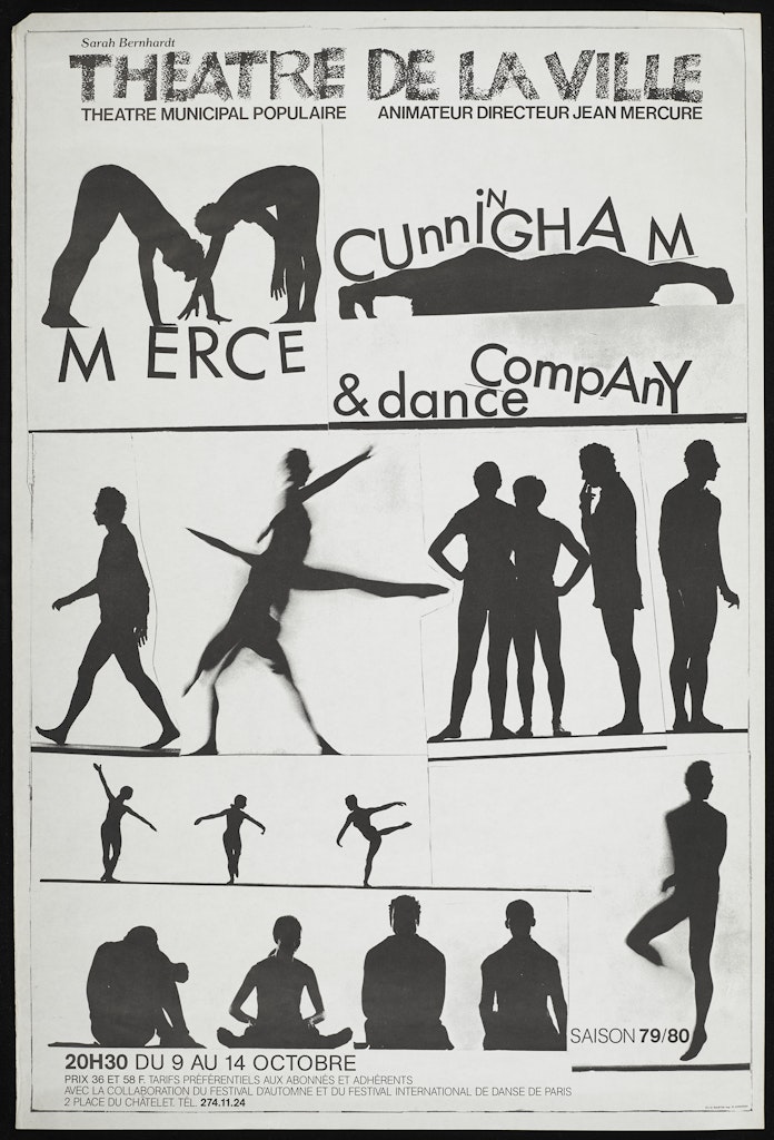 poster for Merce Cunningam & Dance Company Theatre de la Ville October 9- 23, 1979