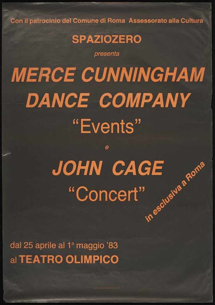 Merce Cunningham Dance Company "Events" e John Cage "Concert" al Teatro Olympico April 25 - May 1, 1983