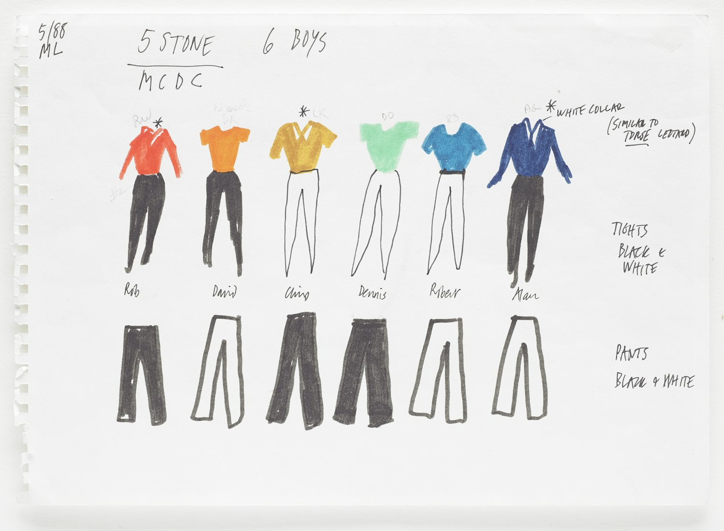 study for men's costumes for Five Stone Wind