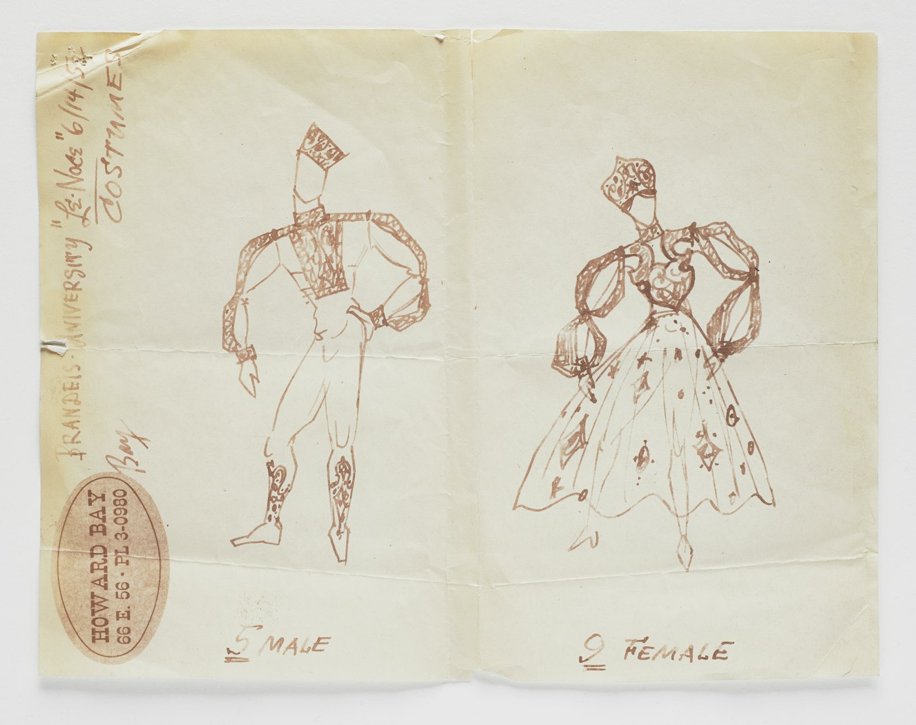 copy of sketched costume study for Les Noces 