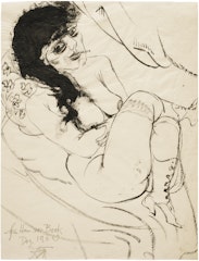 Liegender Akt (sitzende mit Zigarette) (Reclining Nude [Sitting with Cigarette])