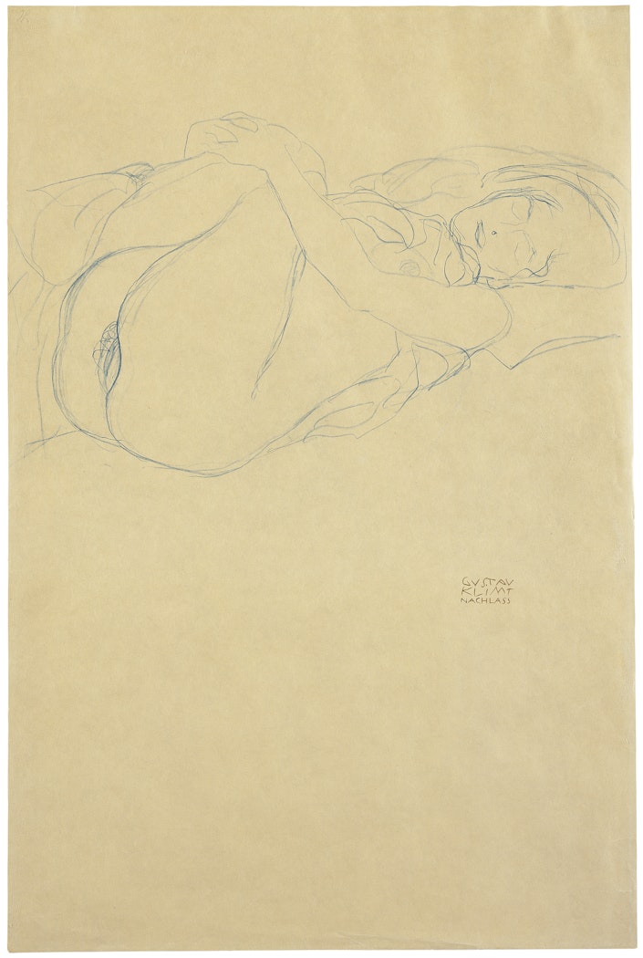 Mit angezogenen Schenkeln ruhender Halbakt (Resting Half-Length Nude with Bent Knees)
