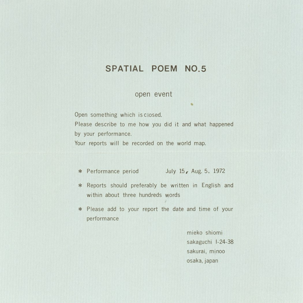 Spatial Poem No. 5/open event