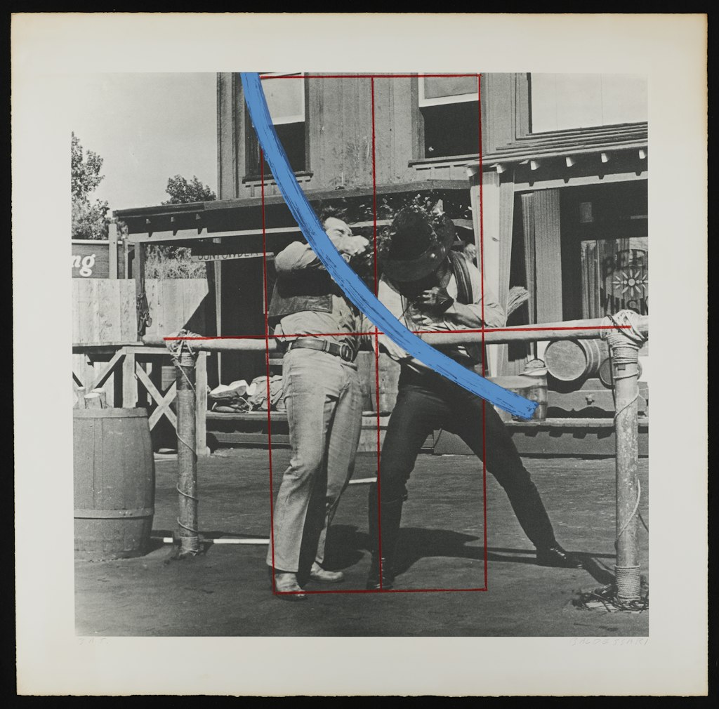 Blue Masterstroke Over Red Diagram and Two Cowboys