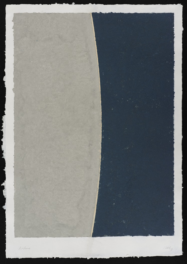 Colored Paper Image VIII (Gray Curve with Blue)