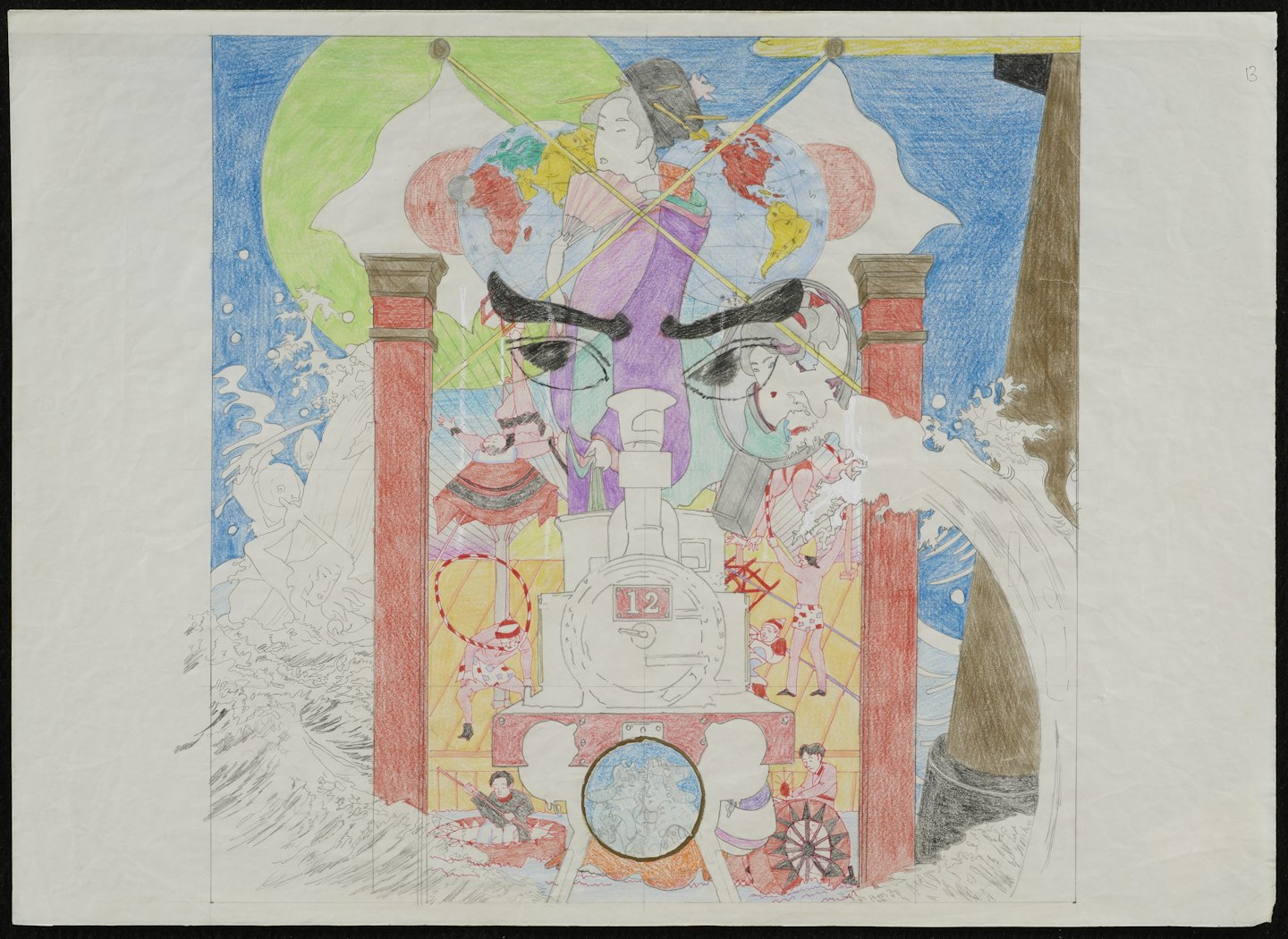 Drawing for Meiji Period (1868–1911) from the Walking space in the exhibition Tokyo: Form and Spirit