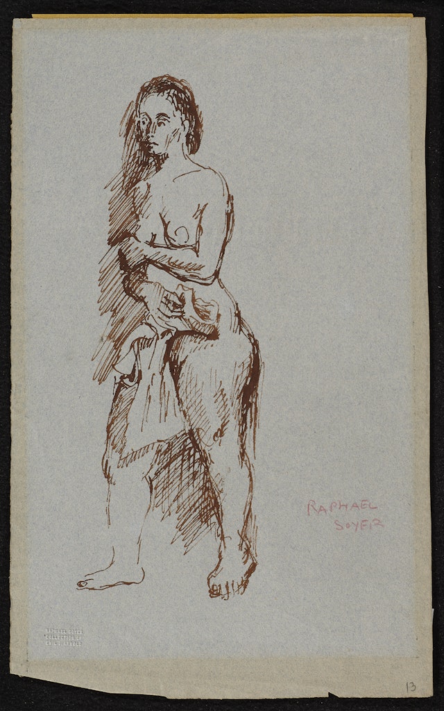 Standing Nude Female Holding Towel