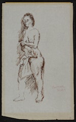 Standing Nude Female Holding Towel