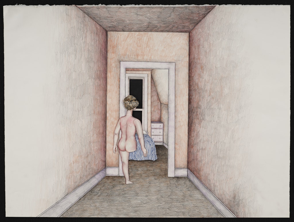 untitled drawing for animated film Crocus (woman at bedroom door)