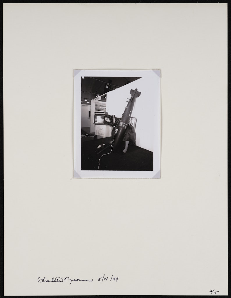 Charlotte Moorman Performing Cello Bomb at Chicago Art Fair in 1984