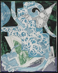 Swan Engraving Blue, Green, Grey