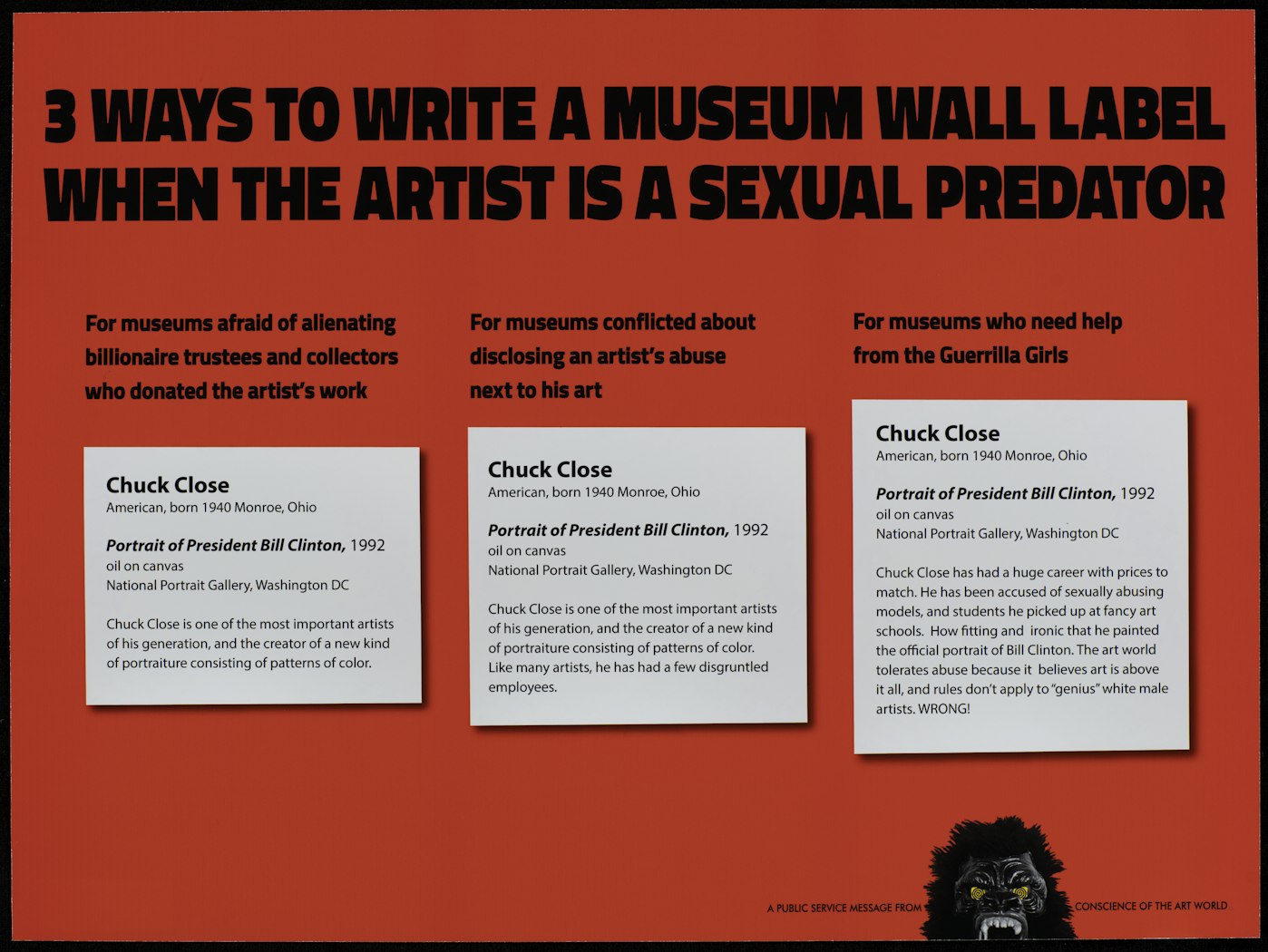3 Ways to Write a Museum Wall Label when the Artist Is a Sexual Predator