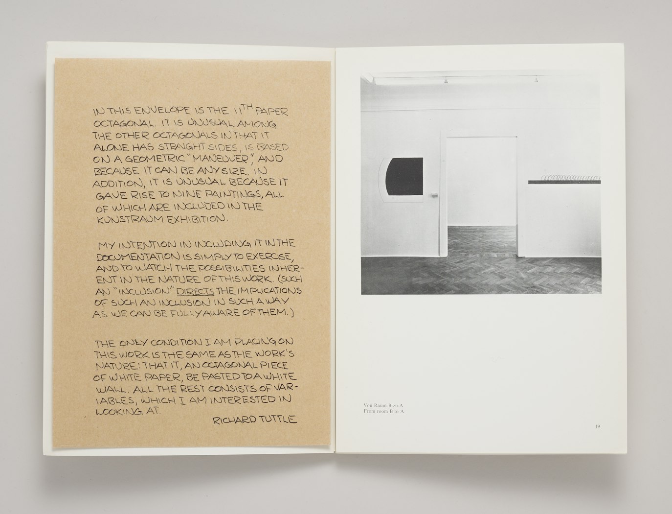 Richard Tuttle : Das 11. Papierachteck und Wandmalereien = Richard Tuttle: The 11th paper octagonal and paintings for the wall