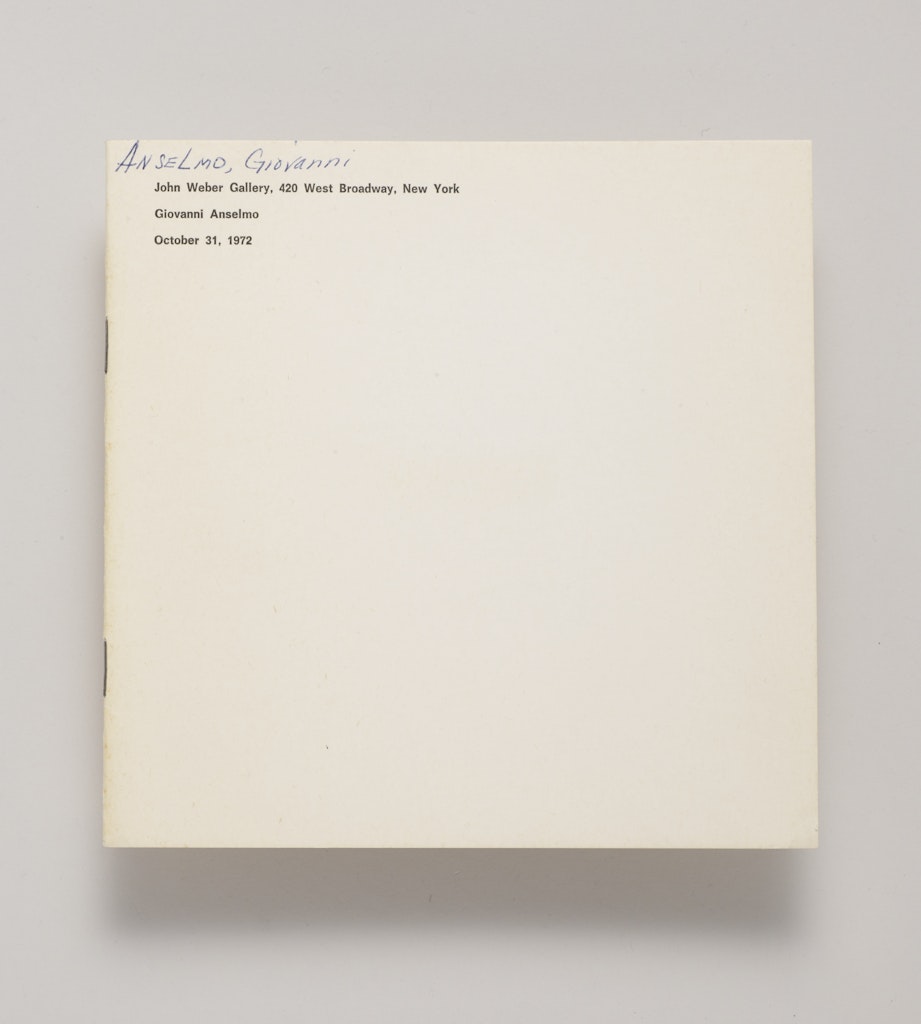 Giovanni Anselmo: [exhibition]: October 31, 1972