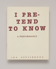 I Pretend to Know: A Performance