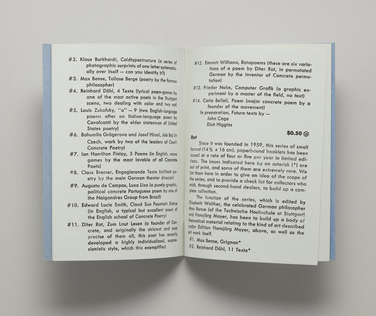 "German Avant-Garde Publications" and 1967 Catalogue