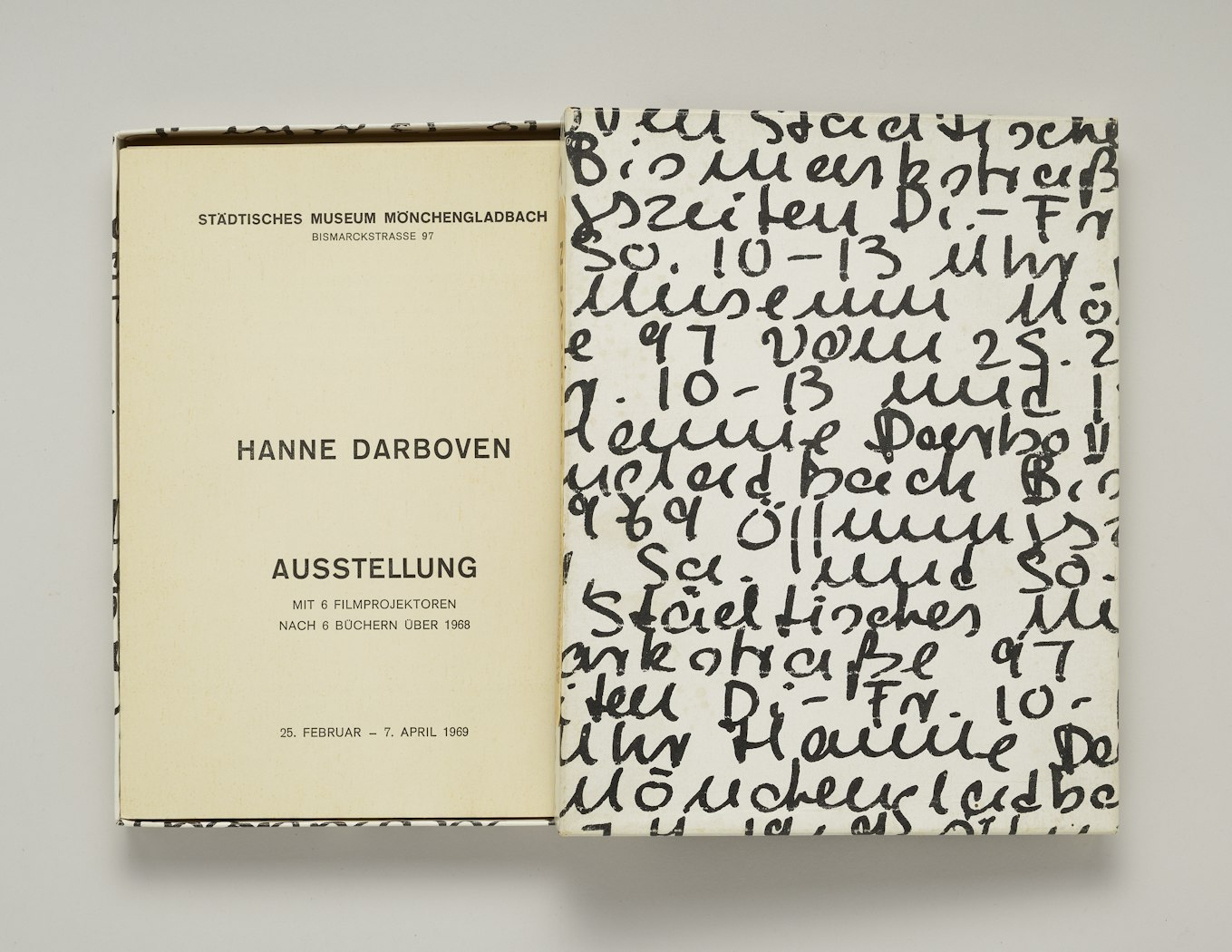 Hanne Darboven: Aussellung mit 6 Filmprojektoren nach 6 Buchern uber 1968, 25. February - 7. April 1969.