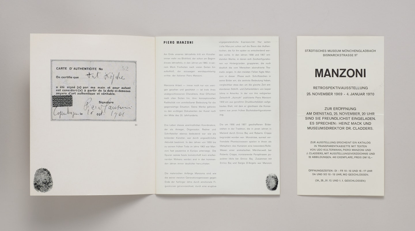 Manzoni: (Ausstellg.) 26. Nov. 1969-4 Jan. 1970: (Katalog)