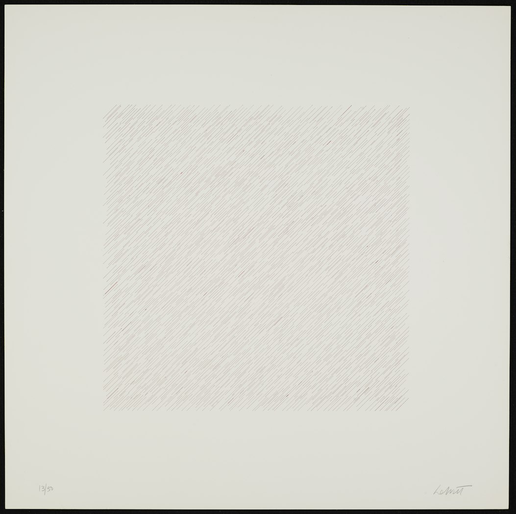 Red diagonal lines from Lines of One Inch, Four Directions, Four Colors