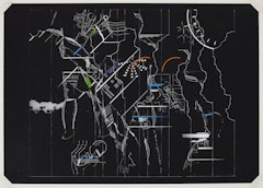 explanation of color placement for acrylic panels in the Working Space from the exhibition Tokyo:  Form and Spirit